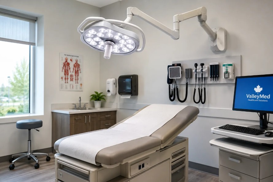 modern examination lighting in a clinical exam room